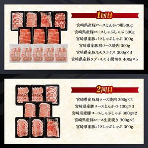 ふるさと納税 宮崎県産豚肉 お楽しみセット6ヶ月定期便【 ロース とんかつ 豚バラ しゃぶしゃぶ 生姜焼き 小間切れ 豚 肉 豚肉 .. 宮崎県川南町