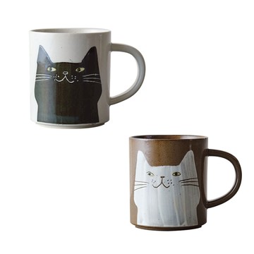 【 日本 六魯 】 BLUT’S ROKURO 美濃燒 黑貓 / 白貓 馬克杯 咖啡杯 水杯 貓咪馬克杯 日本馬克杯