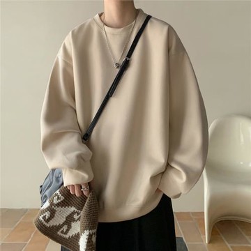重磅衛衣男春秋寬松長袖內搭打底衫潮流2024新款男裝圓領套頭外套