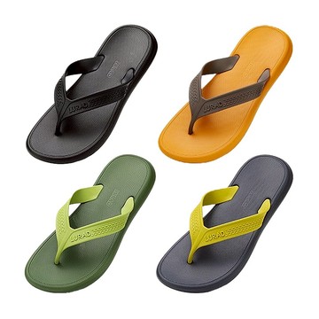 HANG TEN 環保夾腳拖鞋 男鞋 人字拖 旅遊 休閒 逛街 簡約 時尚 Q彈 無異味 耐磨 防滑 黑 黃 灰 綠