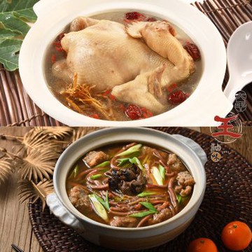 大甲王記 經典雙湯組-雙蔘燉雞(2500g/盒)+魷魚螺肉蒜(1500g/盒) (年菜預購)