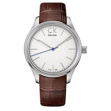 【Calvin Klein】K9811126 簡約經典 指針男錶 棕色皮革錶帶 生活防水 (K9811126)