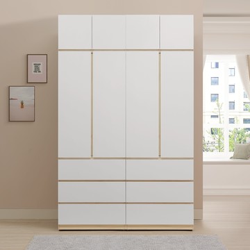 直人木業-北歐白楓木高被櫃衣櫃150公分(兩個三抽衣櫃)