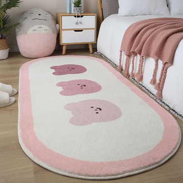 仿羊絨地毯臥室床尾新款橢圓卡通陽臺衣帽間輕奢北歐現代床邊地毯