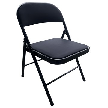 澄境 免組裝皮革摺疊椅黑色