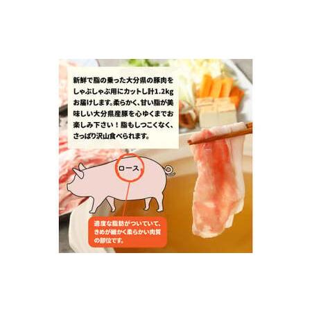 ふるさと納税 0043N_美味しい大分県産豚のしゃぶしゃぶ ロース1.2kg 大分県国東市