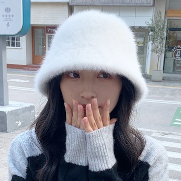 兔毛帽 毛絨帽 漁夫帽 水桶帽 韓版毛帽 顯臉小帽子 盆帽 防寒帽 保暖帽 冷帽  024