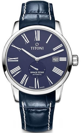 TITONI 梅花錶 天星系列 SPACE_STAR 機械男腕錶(83638S-ST-609)-40mm-藍面皮革【刷卡回饋 分期0利率】【APP下單點數13倍送】