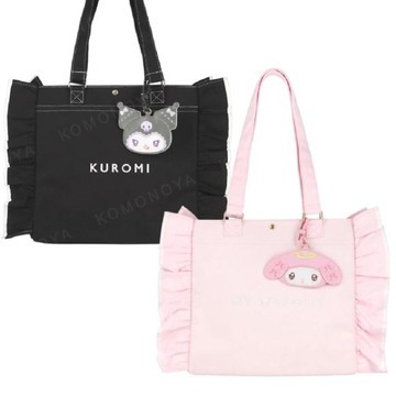 小禮堂 Sanrio 三麗鷗 x 粧美堂 荷葉邊透明肩背包 (緞帶 天使與惡魔) 美樂蒂 酷洛米