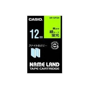 (業務用50セット) カシオ CASIO 蛍光テープ XR-12FGN 緑に黒文字 12mm