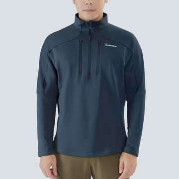 Skan 厚版彈性刷毛套頭保暖衣 男款 藏青色