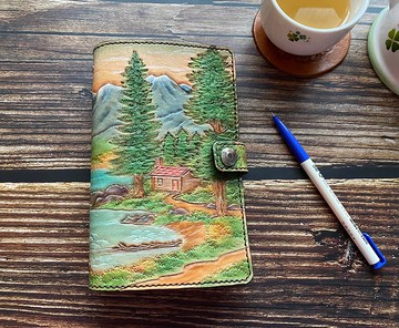 A 6風景圖皮雕手帳
