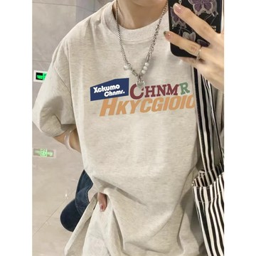 【鹿向南】純棉 t恤 短袖上衣 oversize 印花 t恤 正肩上衣 下半身失蹤 美式復古 t恤 寬鬆短袖