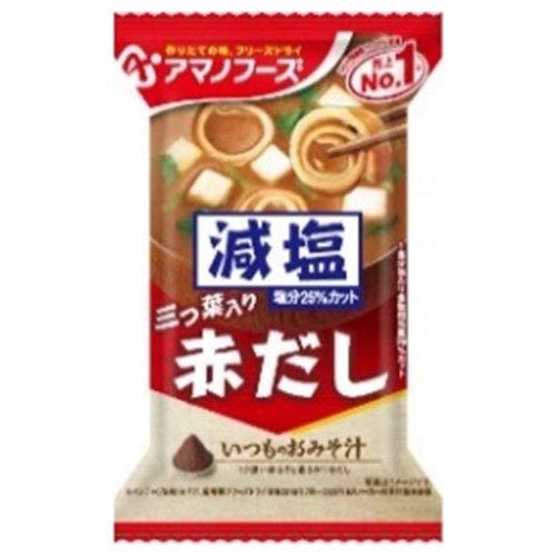 アマノフーズ フリーズドライ 減塩いつものおみそ汁 赤だし(三つ葉入り) 10食×6箱入×(2ケース)