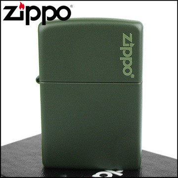 【ZIPPO】美系~LOGO字樣打火機~Green Matte軍綠烤漆