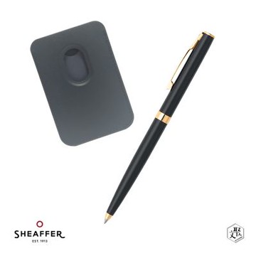 【SHEAFFER】戰斧黑桿金夾原子筆+手機磁性卡夾禮盒 免費刻字(原廠正貨)