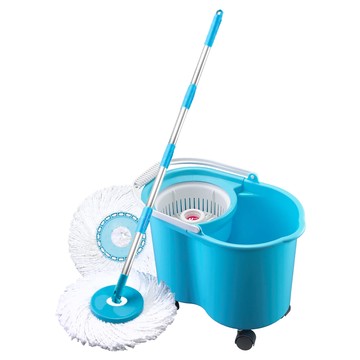 U-mop 超長桿 + 移動桶手壓式旋轉拖把組 相容他牌脫水桶  1組  拖把桿(150cm)+拖把布盤(40cm)+脫水桶(45 x 29 x 29cm)