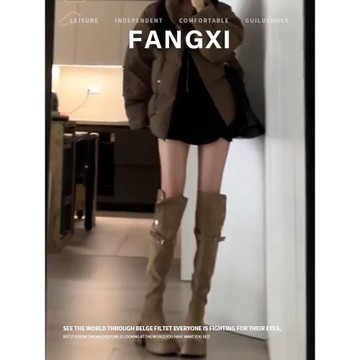 秋冬美拉德翻折兩穿過膝靴子高跟長筒靴女厚底高筒騎士靴粗跟長靴