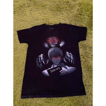 WHO CARE復古大百科 暗黑系喪美式落肩寬松短袖 二次元死亡筆記