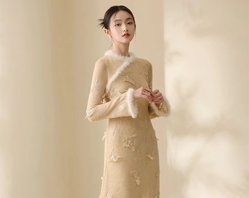 翩翩蝶舞 新中式立體繡花改良旗袍洋裝