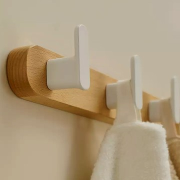 韻潔雅 入戶門衣帽掛鉤牆上壁掛胡桃木高級免打孔掛衣鉤玄關門後掛衣架