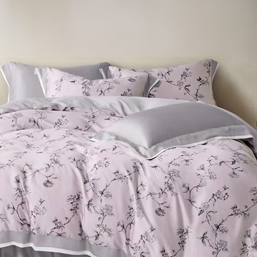 貝淇小舖 60支100%純天絲 TENCEL 雙人全鋪棉床包兩用被 四件組 - 高規格面料 AB雙面設計  1組  草木芳華