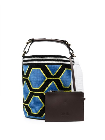 colville - Hexagon midi bucket bag - women - Cotton/Calf Leather - One Size - Blue