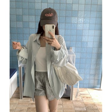 【FOH】薄外套女 美式外套 翻領外套 襯衣外套 防曬外套 情侶外套 早秋穿搭 休閒外套 長袖外套 運動外套女