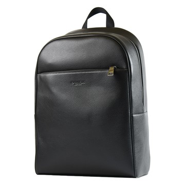 COACH 男款 Owen 鵝卵石紋簡約拉鍊後背包-黑色