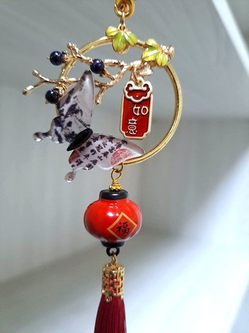 新中式水墨系列~【如意福蝶】禁步∕吊飾~活動式吊繩