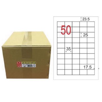 【龍德】LONGDER 三用電腦標籤 A4 50格 25*35mm可再貼1000張/箱 LD-8110-WR-B(適用雷射、噴墨、影印)