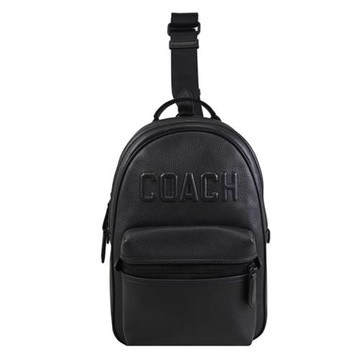 COACH CV930 CHARTER 立體LOGO前口袋單肩胸口/後背包.黑