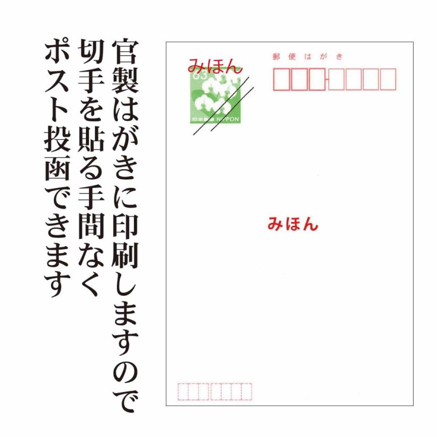 喪中はがき印刷　10枚〜　官製はがきに印刷　切手不要でポスト投函　官製はがき代込み価格　印刷前に校正でデザイン・文字を確認できます