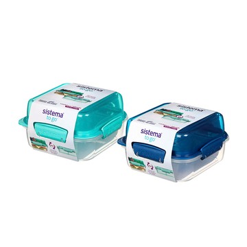 TOGO 隨行保鮮盒方形分層1.24L - 綠/藍 綠