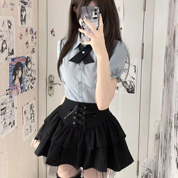 【WYZ】夏日穿搭 2026新款小個子純欲套裝學院風女裝短裙子日系JK制服襯衫女兩件套