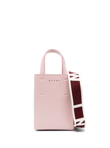 Marni - mini Museo leather tote bag - women - Calf Leather/Cotton/Polyurethane/Polyester/Zinc/Aluminium/Copper - One Size - Pink