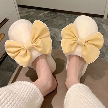 冬季簡約蝴蝶結包頭棉拖鞋新款甜美女生居家用保暖防滑毛絨月子鞋