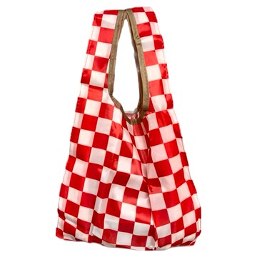 手腕型立體環保購物袋 可承重1-5KG  23 x 19 x 13cm  紅白格  1個