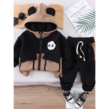 男童秋冬裝2024新款洋氣套裝寶寶加絨加厚衛衣小童運動衣服潮兒童