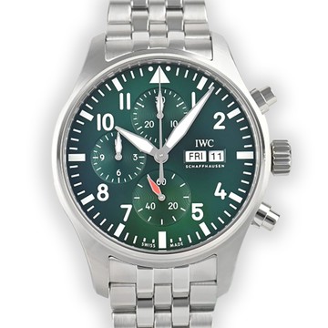 IWC 萬國錶 飛行員計時鏈帶腕表x綠面x(IW378006)x43mm