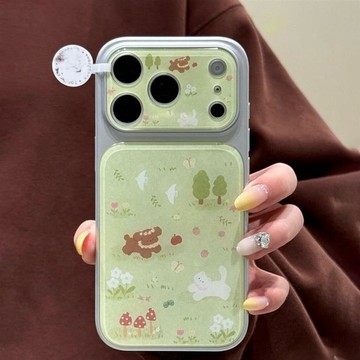 ✨iphone手機殼✨草地小狗蘋果17Promax手機殼iPhone16仿原15/14女13大視窗玻璃12