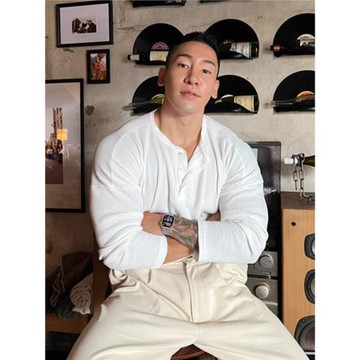 亨利領長袖t恤男士春秋季輕熟風純色打底衫日系寬松條紋彈力上衣