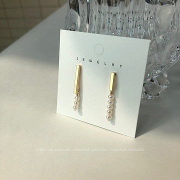 鍍14K真金不對稱AB款天然淡水珍珠耳環簡約百搭創意設計手工耳飾1入