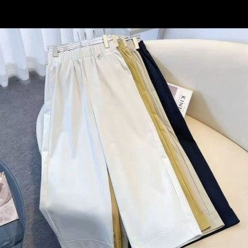 鈦金棉夏季甜酷 闊腿褲女 薄款新款高腰顯瘦寬鬆休閒 九分褲子 寬褲 6W