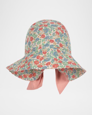 Girl's Elin Floral-Print Bow Sun Hat
