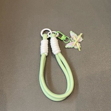 ins蝴蝶吊墜通用手機掛飾短款鏈條編織掛繩相機掛件掛鏈鑰匙扣