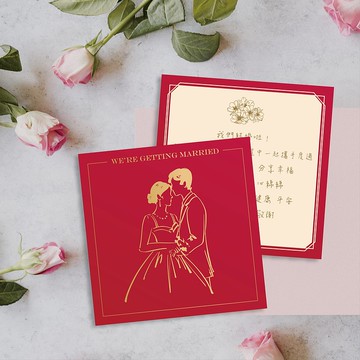 囍餅謝卡 設計款喜餅謝卡 9x9cm 客製婚禮謝卡 結婚謝卡 婚紗謝卡