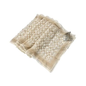 COACH 淺卡其C LOGO印花長型絲巾(26x149CM)(展示品)