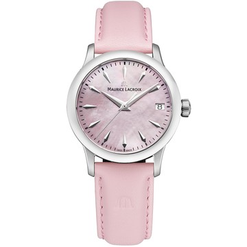 Maurice Lacroix 1975系列 優雅復古珍珠貝日期石英女錶-粉/33mm 751006-SS001-560-6