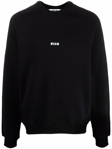 MSGM - logo-print cotton sweatshirt - men - Cotton - M - Black
